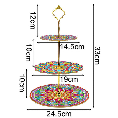 3-Stufig Wunderschönes Mandala Acryl Serviertablett Diamond Painting