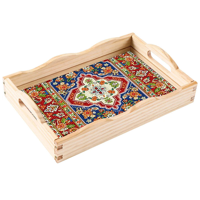 Retro Muster Mandala Holz Serviertablett Diamond Painting