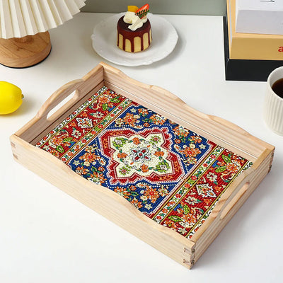 Retro Muster Mandala Holz Serviertablett Diamond Painting