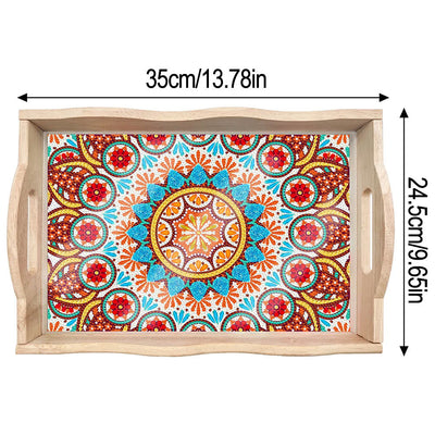 Orange und blaues Mandala Holz Serviertablett Diamond Painting