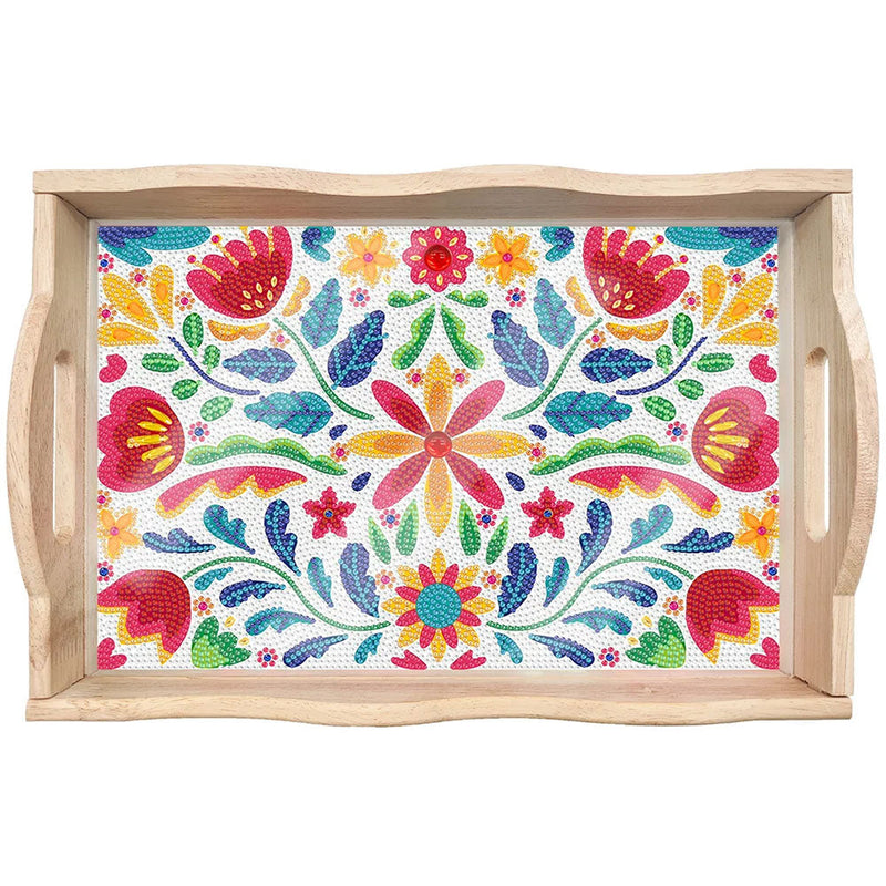 Kleine Frühlingsblumen Holz Serviertablett Diamond Painting