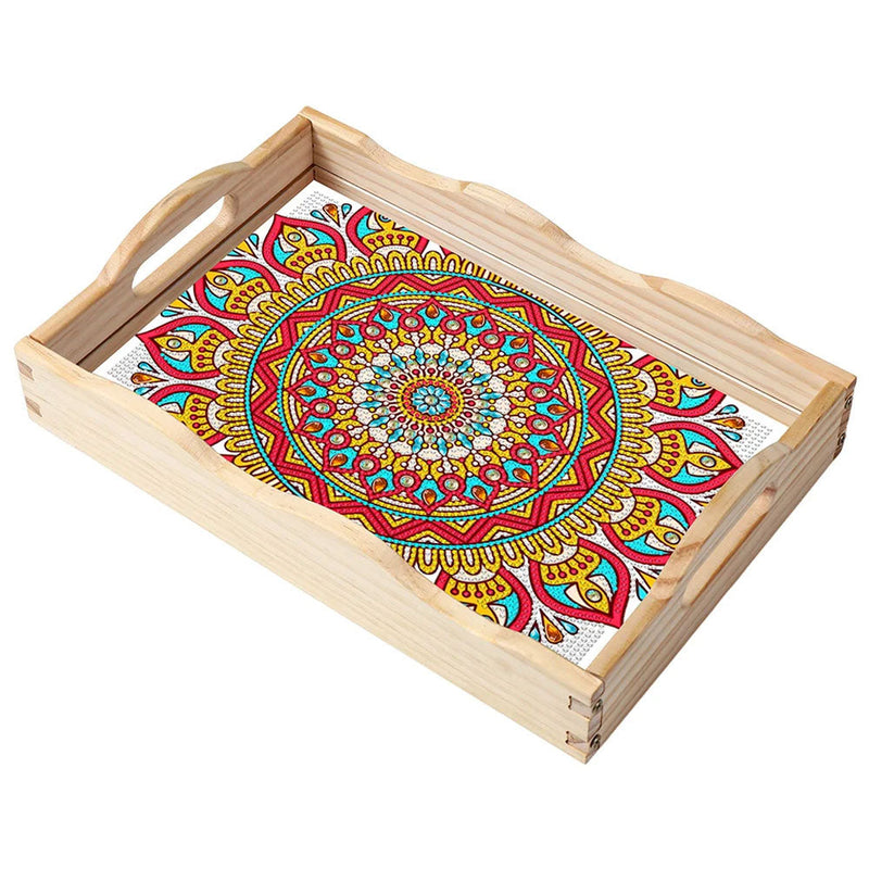 Sonnenblumen Mandala Holz Serviertablett Diamond Painting