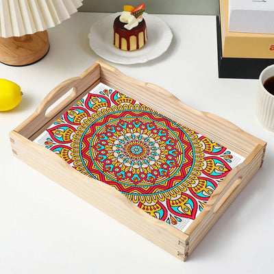 Sonnenblumen Mandala Holz Serviertablett Diamond Painting