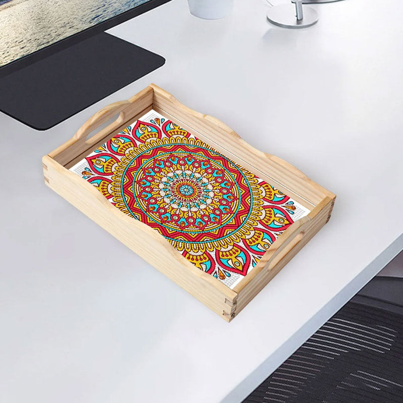 Sonnenblumen Mandala Holz Serviertablett Diamond Painting