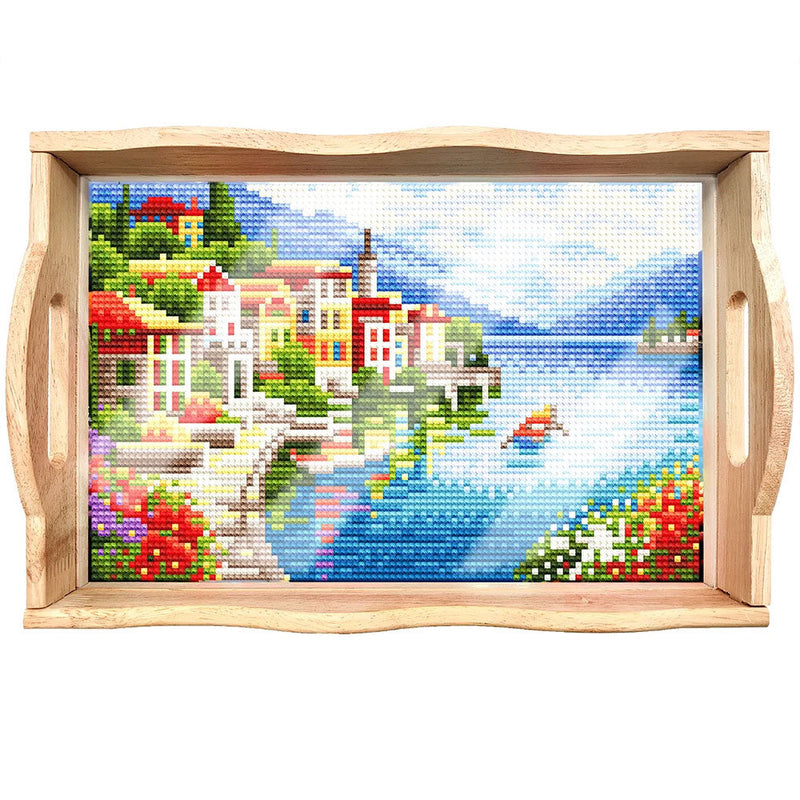 Stadt am Meer Holz Serviertablett Diamond Painting