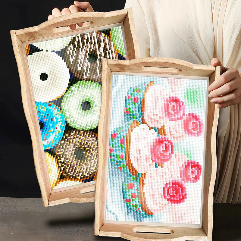 Leckere Cupcakes Holz Serviertablett Diamond Painting