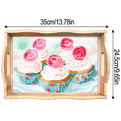 Leckere Cupcakes Holz Serviertablett Diamond Painting