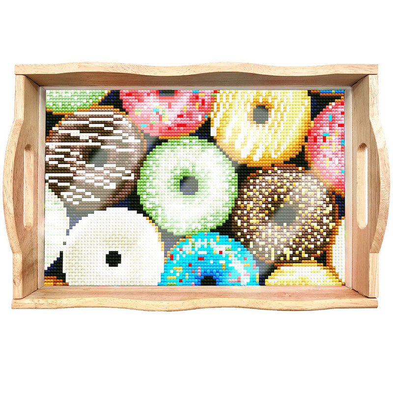 Leckere Donuts Holz Serviertablett Diamond Painting