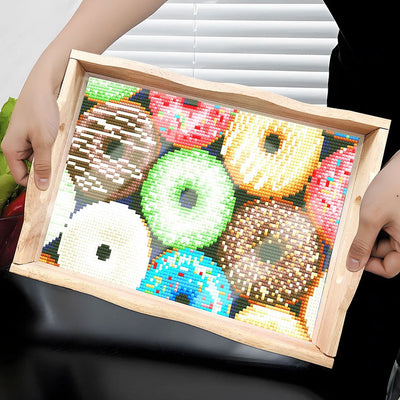 Leckere Donuts Holz Serviertablett Diamond Painting