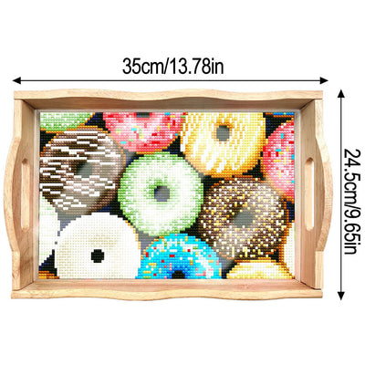 Leckere Donuts Holz Serviertablett Diamond Painting