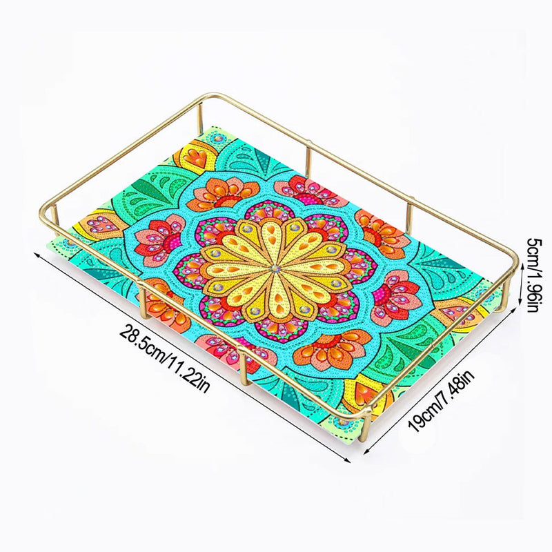 Sonderform Grüne Gelbe Blumen Acryl + Legierung Badezimmer Tablett Diamond Painting