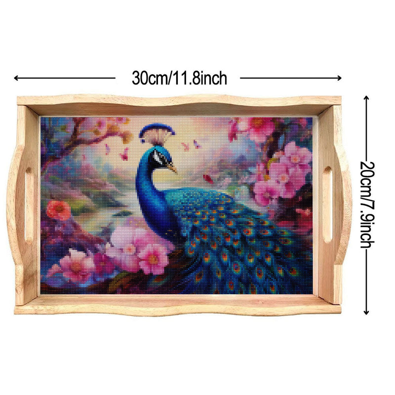 Pfau im Tal Holz Serviertablett Diamond Painting