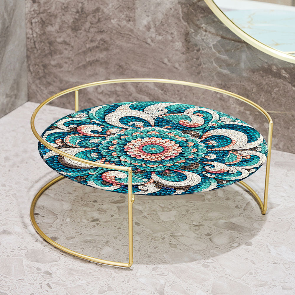 Grüne Blumen Mandala Acryl + Legierung Badezimmer Tablett Diamond Painting