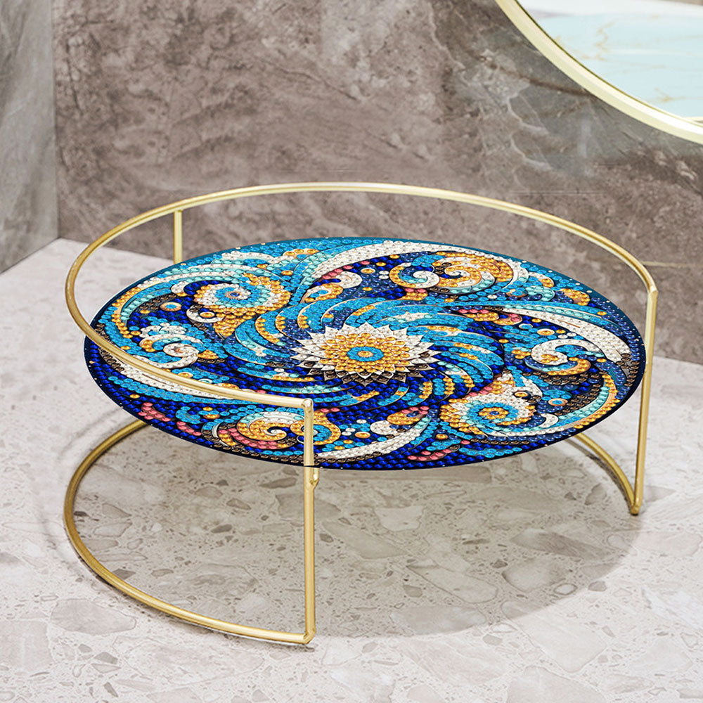 Abstraktes Blaues Mandala Acryl + Legierung Badezimmer Tablett Diamond Painting