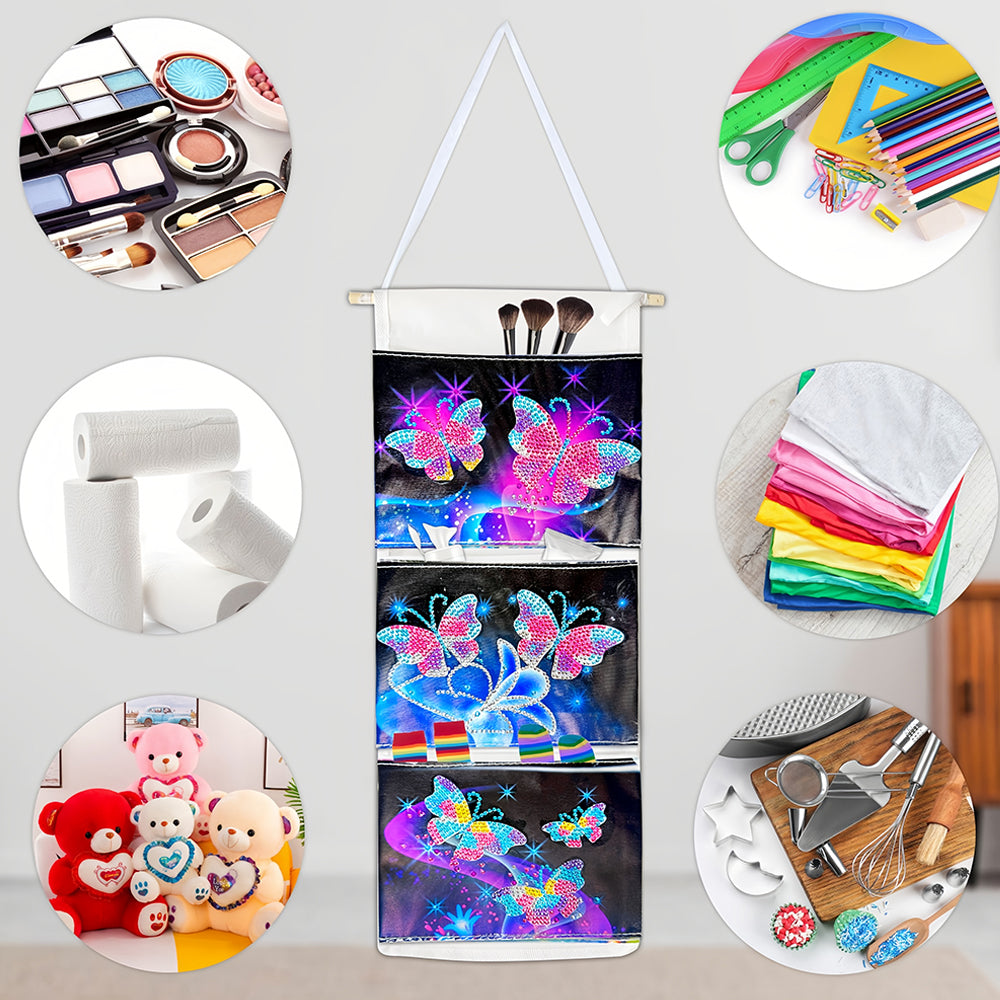 Fantasie Schmetterling und Blume Hängende Aufbewahrungstasche Diamond Painting
