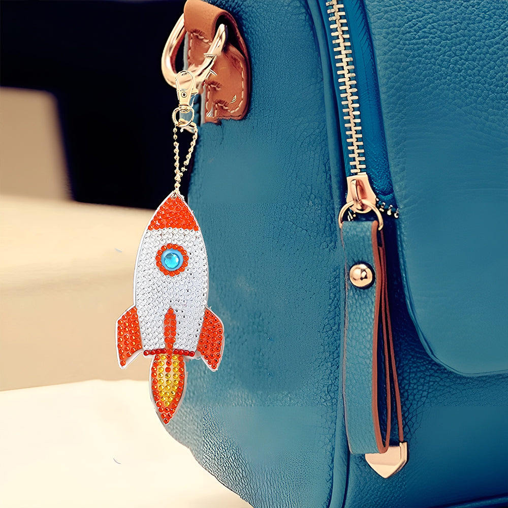 4Stück Astronaut und Planet Acryl Doppelseitiger Schlüsselanhänger Diamond Painting