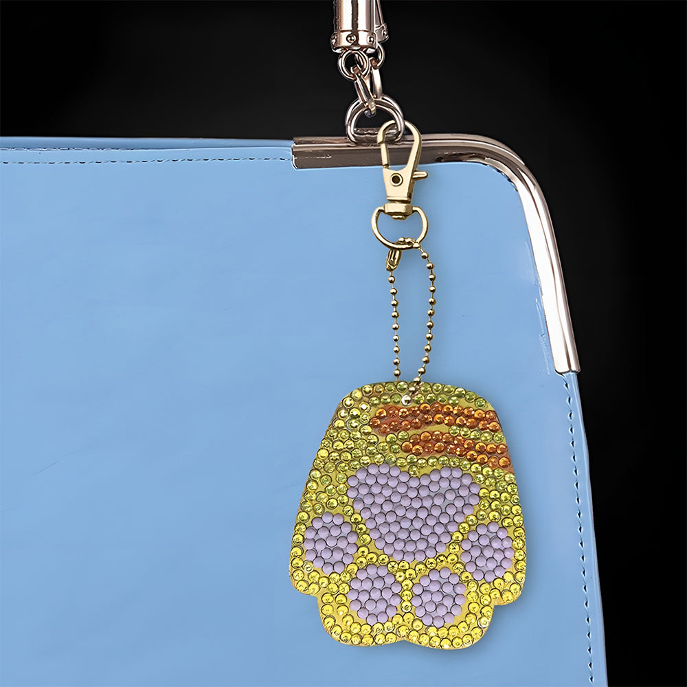 4Pcs Niedliche Tierpfote Acryl Doppelseitiger Schlüsselanhänger Diamond Painting