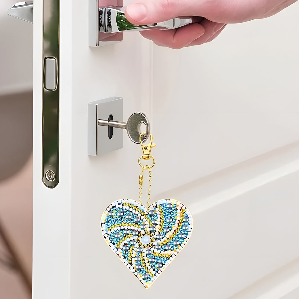 5Stück Spirallinien Herz Acryl Doppelseitiger Schlüsselanhänger Diamond Painting