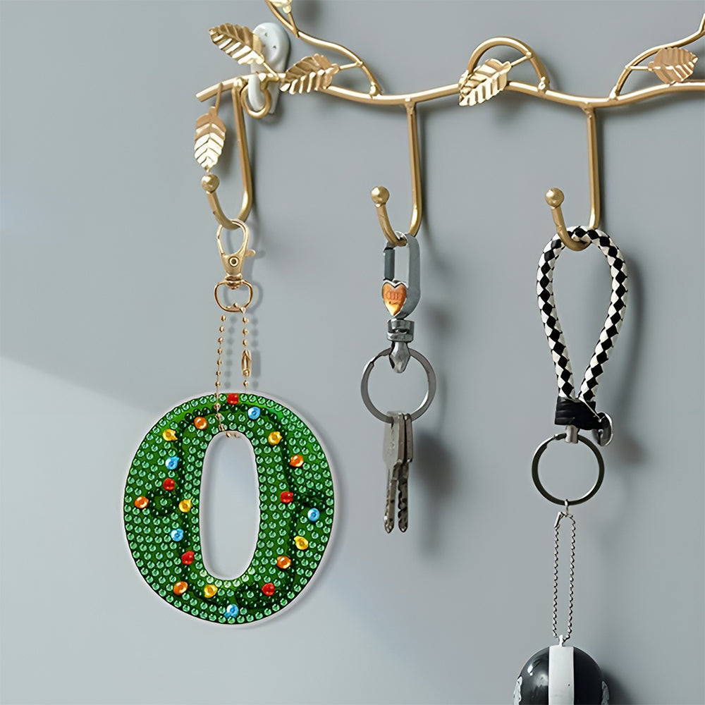 6Pcs Weihnachten Buchstaben HO Acryl Doppelseitiger Schlüsselanhänger Diamond Painting