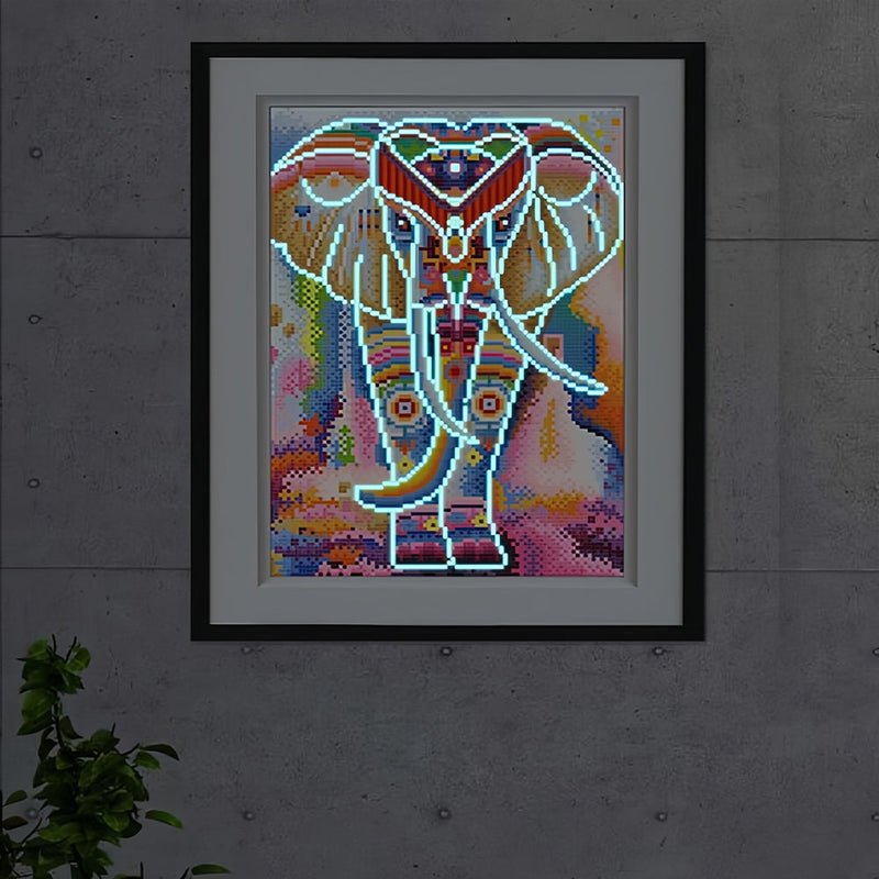 Bunter Elefant Leuchtend Kristall Strass Diamond Painting