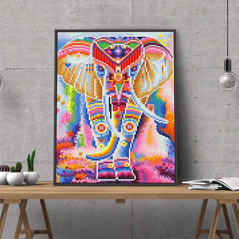 Bunter Elefant Leuchtend Kristall Strass Diamond Painting