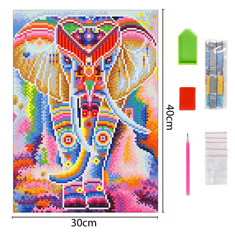 Bunter Elefant Leuchtend Kristall Strass Diamond Painting