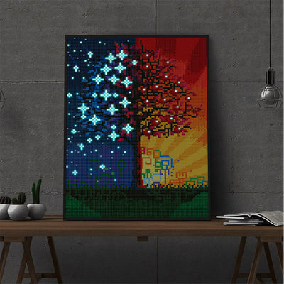 Sterne und Sonnenschein Baum Leuchtend Kristall Strass Diamond Painting