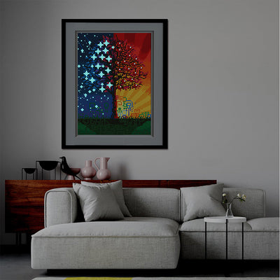 Sterne und Sonnenschein Baum Leuchtend Kristall Strass Diamond Painting