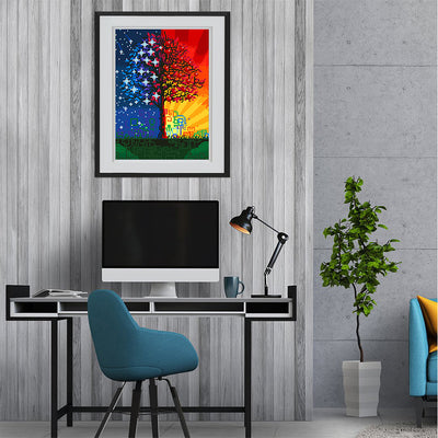 Sterne und Sonnenschein Baum Leuchtend Kristall Strass Diamond Painting