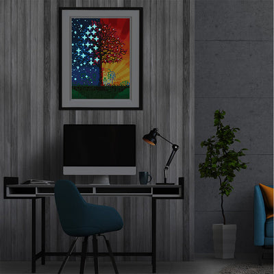 Sterne und Sonnenschein Baum Leuchtend Kristall Strass Diamond Painting