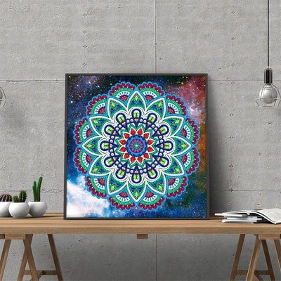 Blaues Lotus Mandala Leuchtend Sonderform Diamond Painting