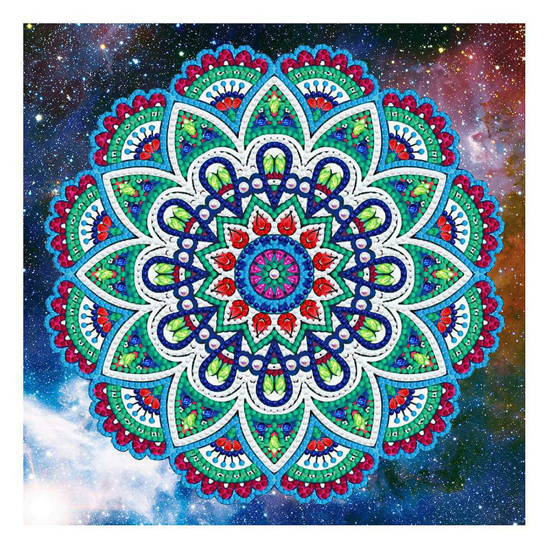 Blaues Lotus Mandala Leuchtend Sonderform Diamond Painting