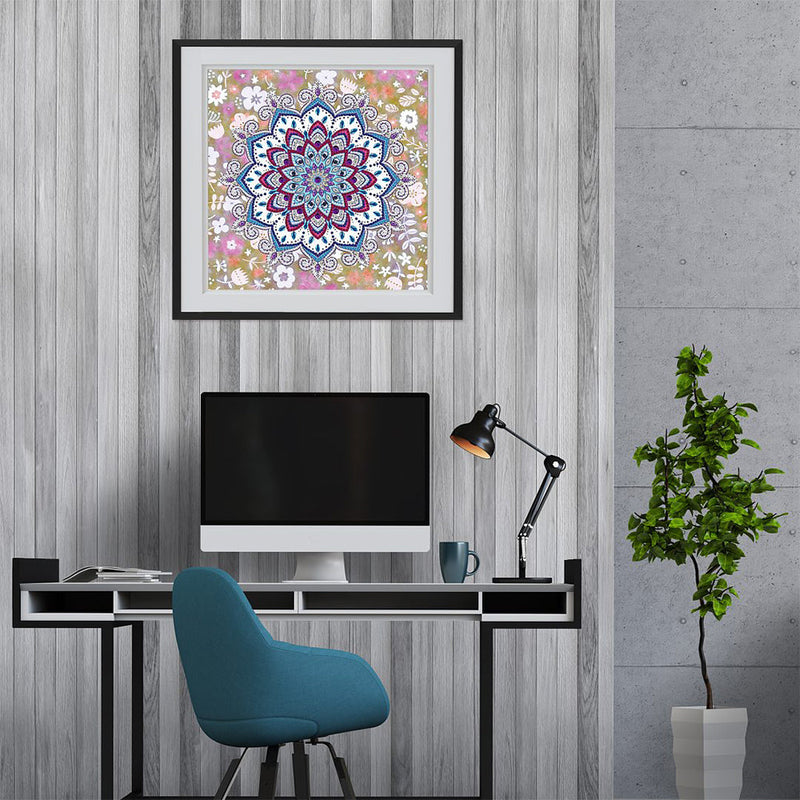 Rotes und Blaues Lotus Mandala Leuchtend Sonderform Diamond Painting