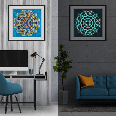 Gelb und Orange Mandala Leuchtend Sonderform Diamond Painting