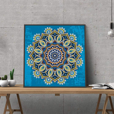 Gelb und Orange Mandala Leuchtend Sonderform Diamond Painting