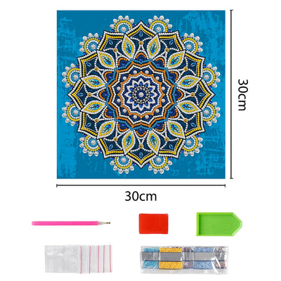 Gelb und Orange Mandala Leuchtend Sonderform Diamond Painting