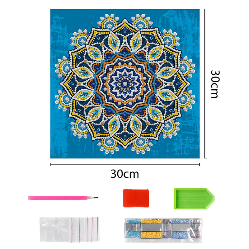 Gelb und Orange Mandala Leuchtend Sonderform Diamond Painting