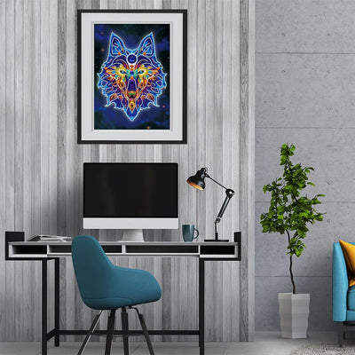 Wolf Kopf Leuchtend Sonderform Diamond Painting