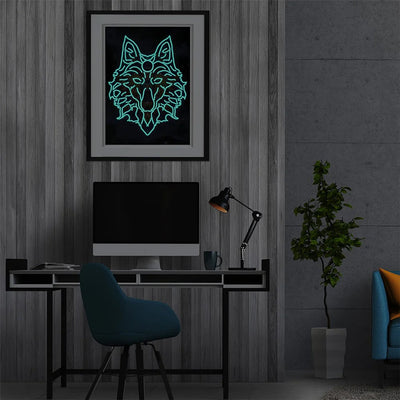 Wolf Kopf Leuchtend Sonderform Diamond Painting