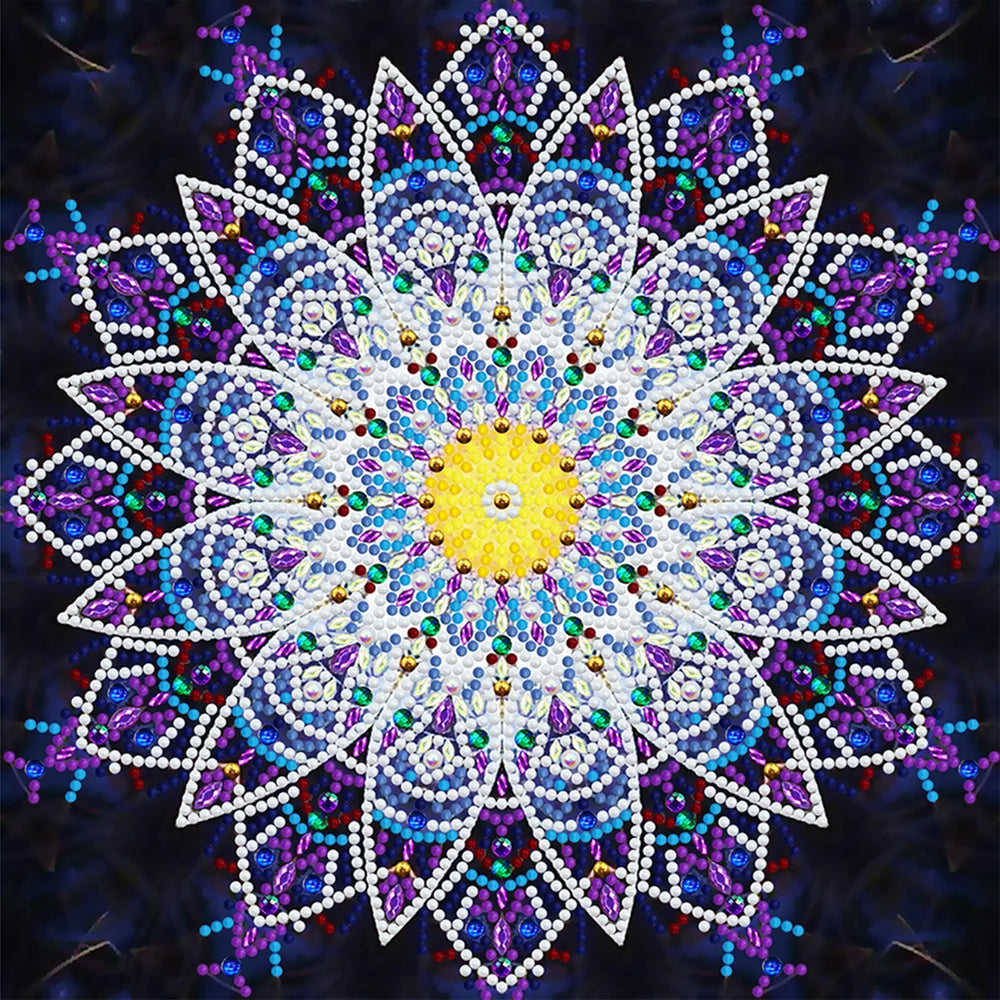 Lila Mandala Leuchtend Sonderform Diamond Painting