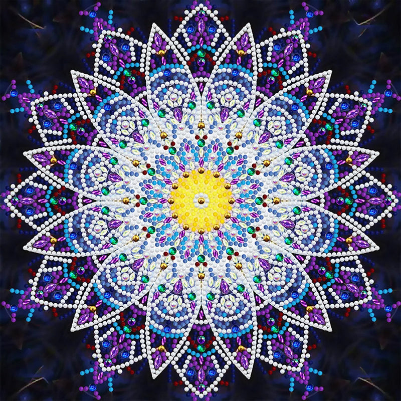 Lila Mandala Leuchtend Sonderform Diamond Painting