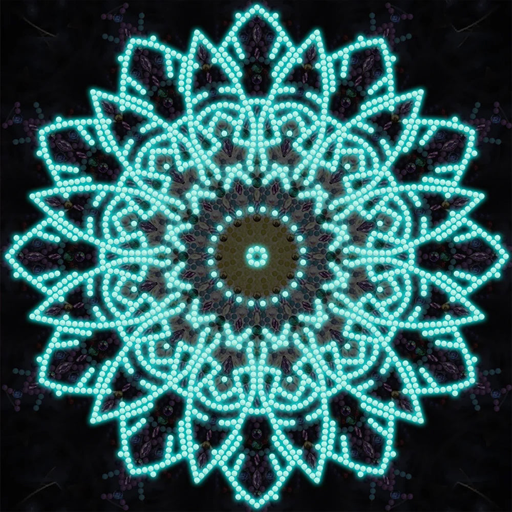 Lila Mandala Leuchtend Sonderform Diamond Painting