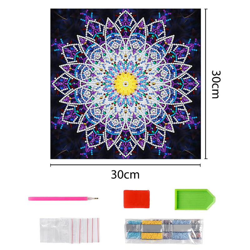 Lila Mandala Leuchtend Sonderform Diamond Painting