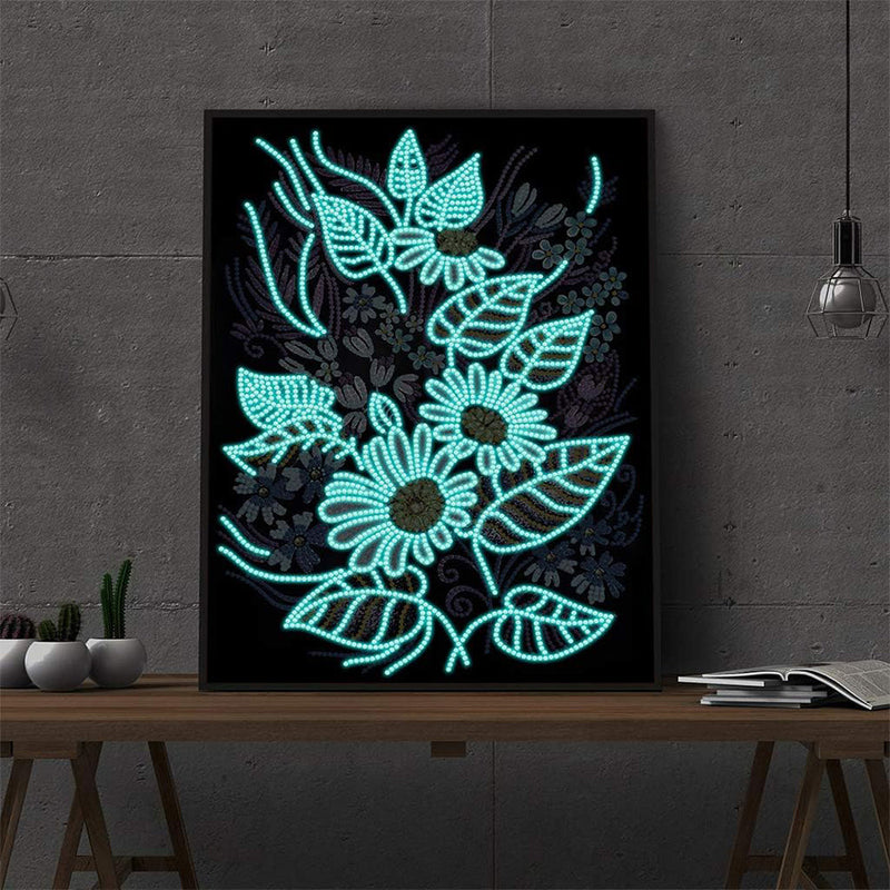 Blumen und Blätter Leuchtend Sonderform Diamond Painting