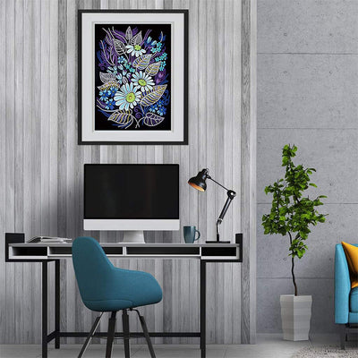 Blumen und Blätter Leuchtend Sonderform Diamond Painting