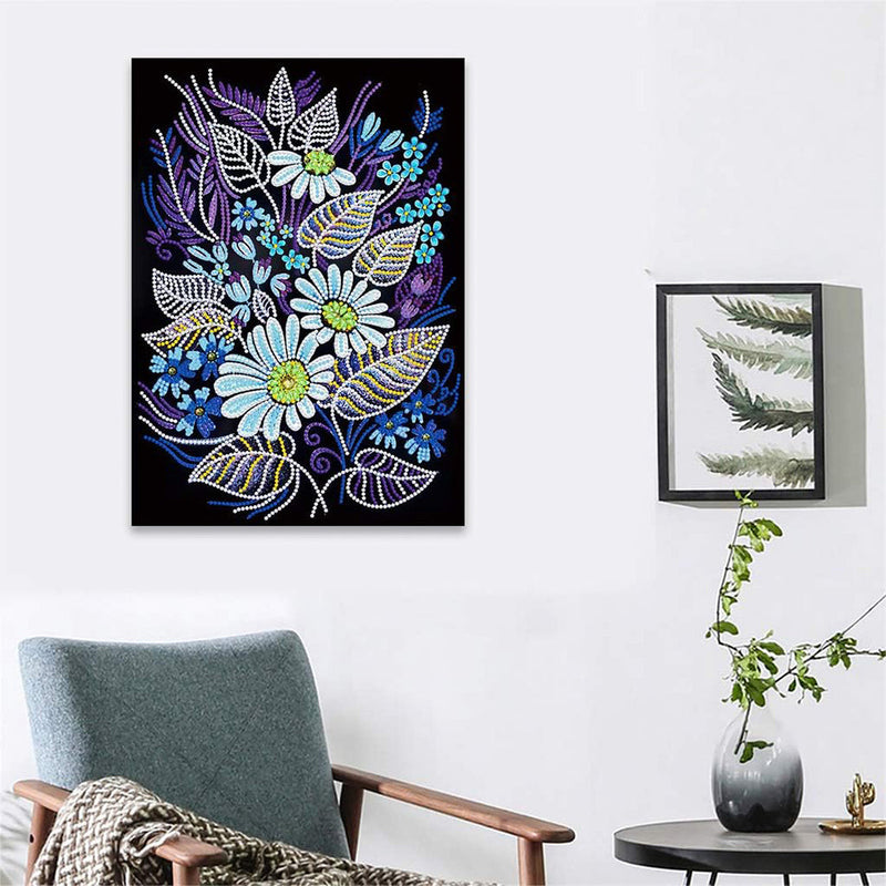 Blumen und Blätter Leuchtend Sonderform Diamond Painting