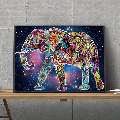 Blumen Elefant Leuchtend Sonderform Diamond Painting