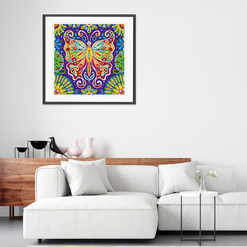 Blumen Schmetterling Leuchtend Sonderform Diamond Painting