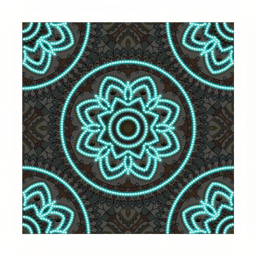 Braunes Mandala Leuchtend Sonderform Diamond Painting