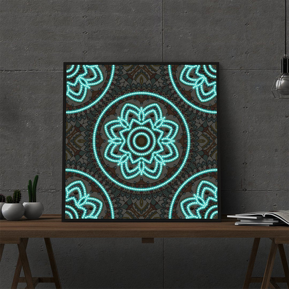 Braunes Mandala Leuchtend Sonderform Diamond Painting
